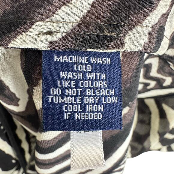 Chaps Zebra Print Sheer Kimono Sleeve Lightweight Chiffon Blouse Size XL - Picture 5 of 5